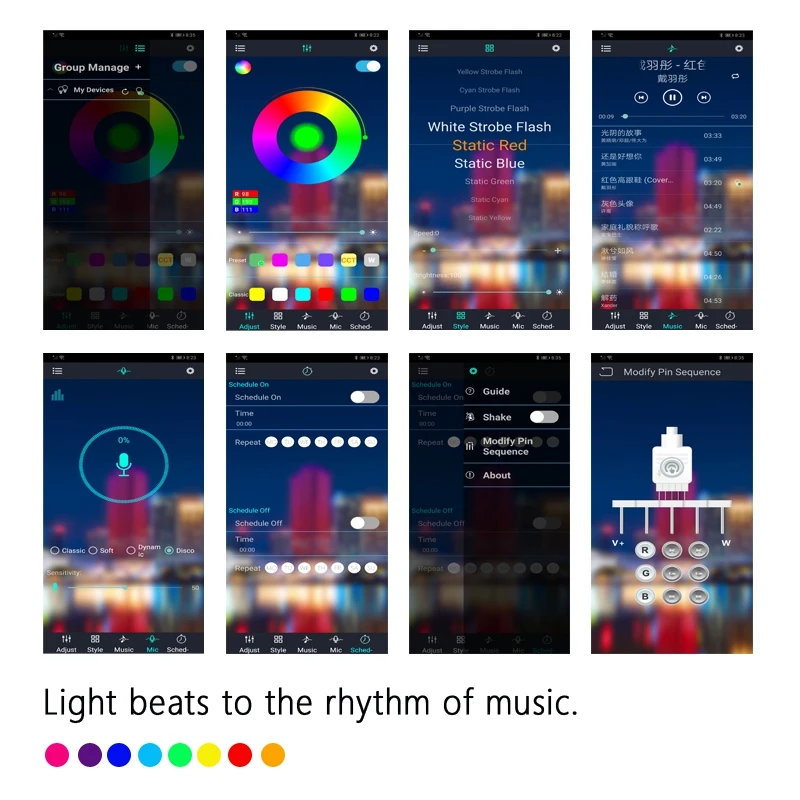 RGB LED Controller App Bluetooth RGB Musik Controller für LED Strip Light 4 Pin RGB Controller 12V-24V