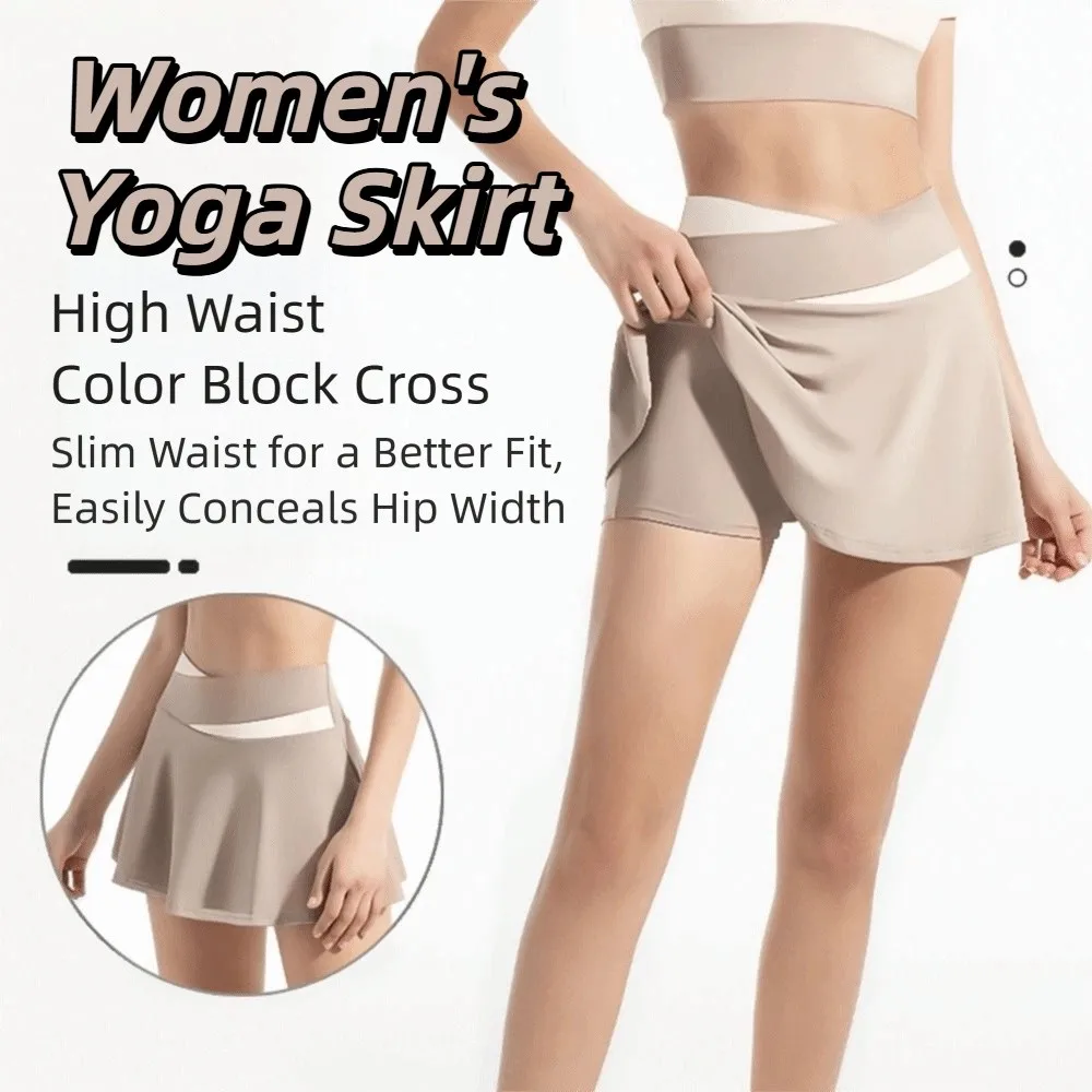 

Женские теннисные юбки с перекрестной талией, дышащая легкая спортивная юбка для гольфа, встроенные шорты с высокой талией, женское платье для спортзала