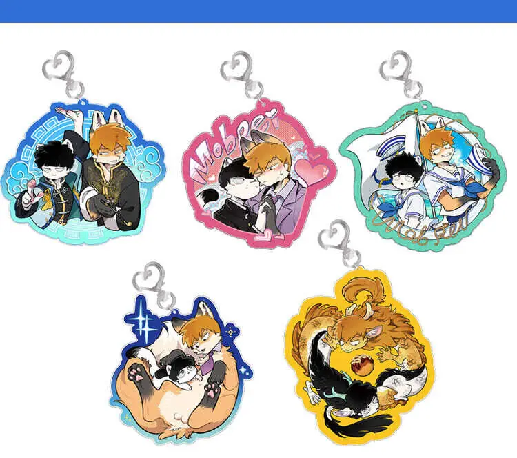 Mob Psycho 100 Kageyama Shigeo Reigen Arataka Anime Acrylic Blind Box Keychain Pendant Keyring Cospaly Cartoon Gift