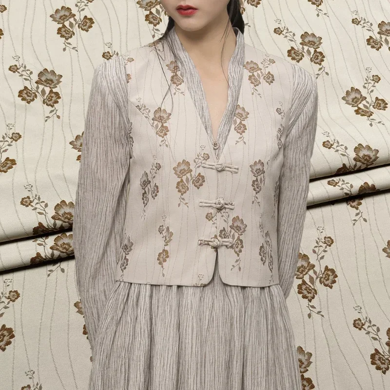 

Окрашенная в пряжу жаккардовая парчовая ткань, жилет Cheongsam в китайском стиле, плащ, дизайн одежды для шитья, оптовая продажа, материал, ткань