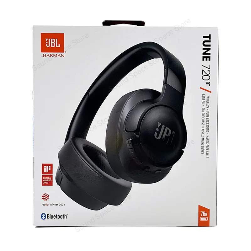 JBL TUNE 720BT Foldable Wireless Bluetooth 5.3 Headphones LE Audio Dual Connection 3.5mm Input Voice Aware 76H Playtime