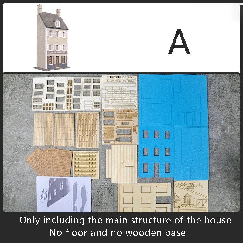 1/35 모델 시나리오 스위트, DIY 수제 재료 장면, 카페 빌딩 하우스, 모래 테이블, 디오라마 모델 키트 모델링