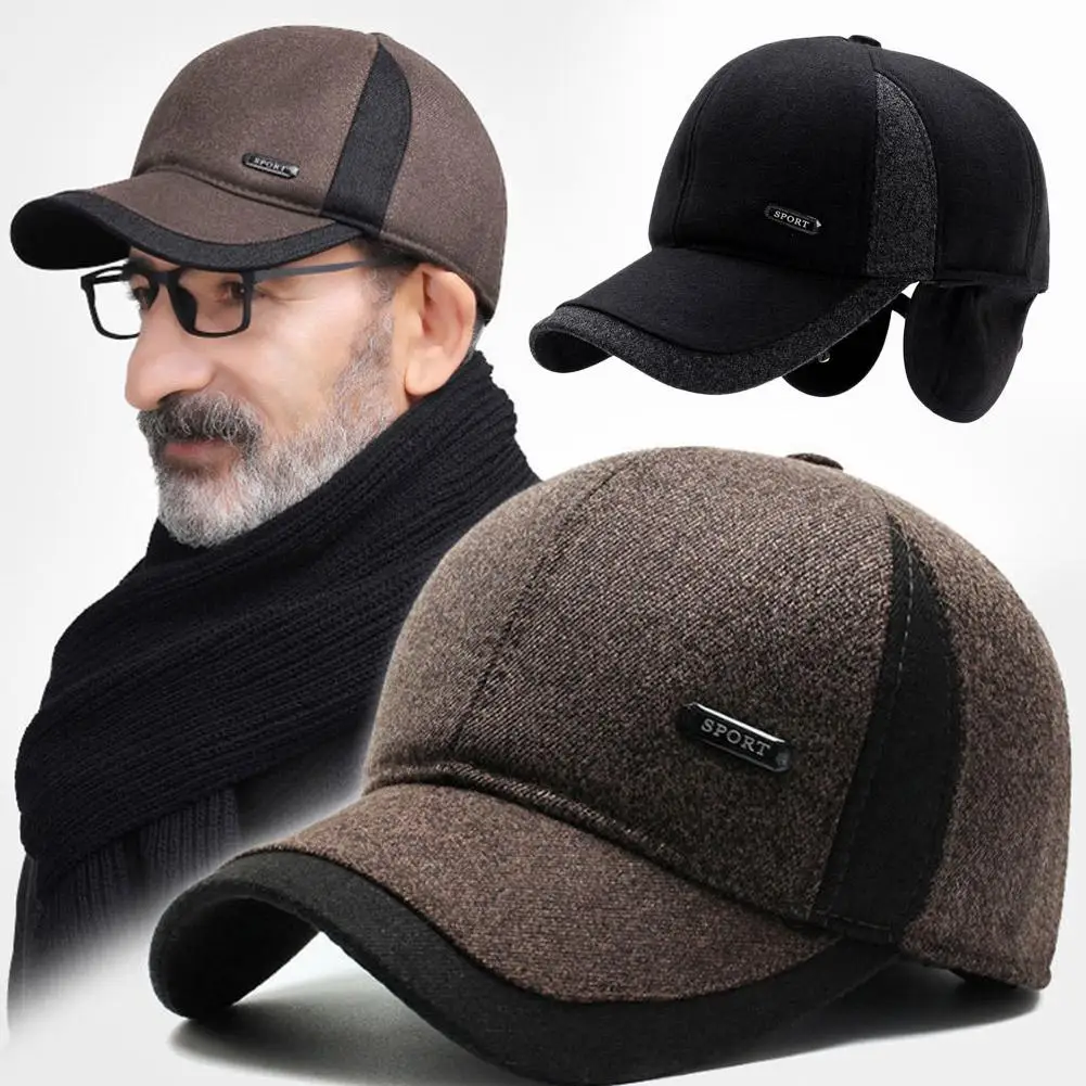 Warm Baseball Cap Auturnn Thick Warm Men Winter Baseball Cap With Ear Flaps, Ideal Choice For Gifts S8T9