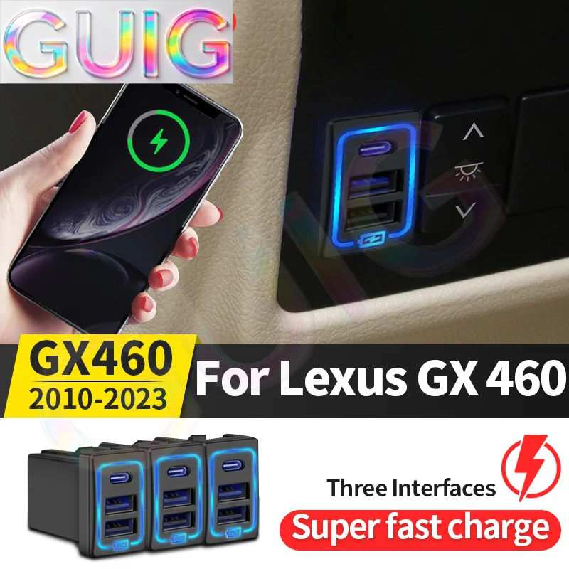 For Lexus GX460 2014-2019 2018 2017 USB Charging Plug PD Type C Fast Charging Interface GX 460 Interior Modification Accessories
