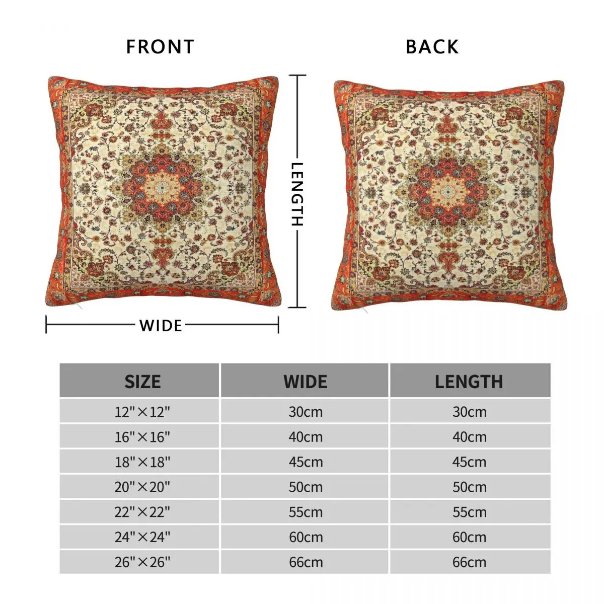 Orange Heritage Bohemian Moroccan Square Pillowcase Polyester Linen Velvet Creative Zip Decor Throw Pillow Case Bed Cushion Case