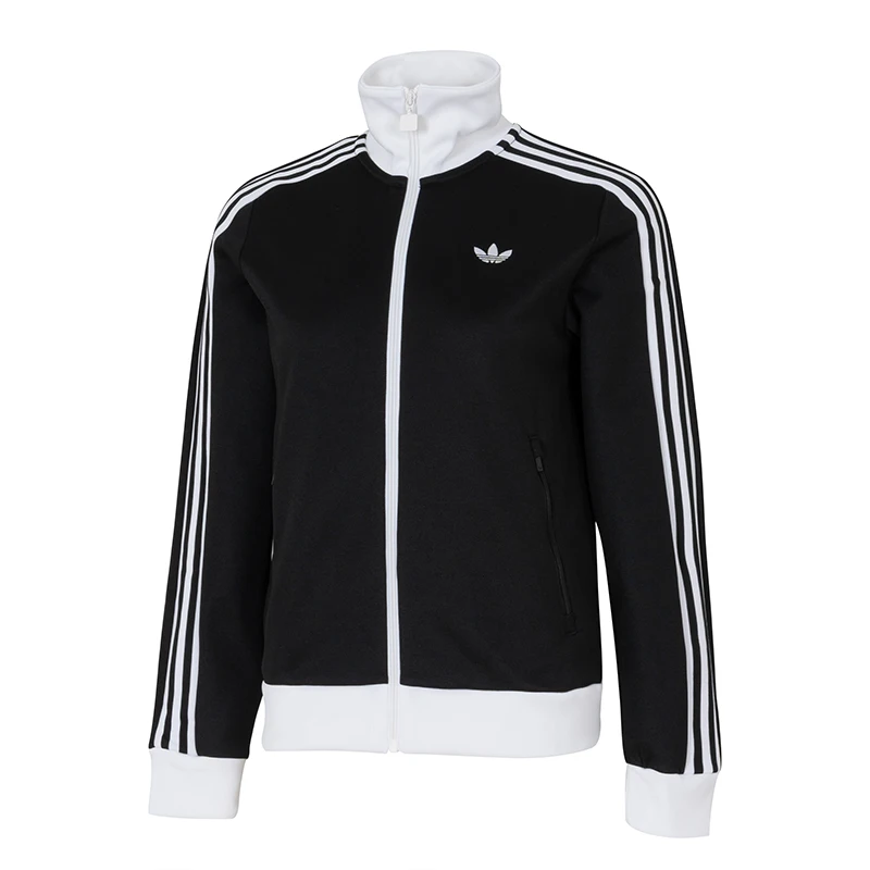 

Женская спортивная одежда Adidas (Adidas) Trefoil, модная трикотажная куртка с цветными блоками, повседневное пальто с воротником-стойкой для женщин Kd7969