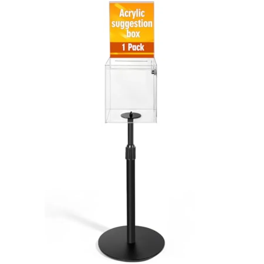 

Clear Suggestion Donation Box with Lock and Keys 8" x 6.5" x 5" Acrylic Offering Raffle Box with Stand Slot Display Holder for