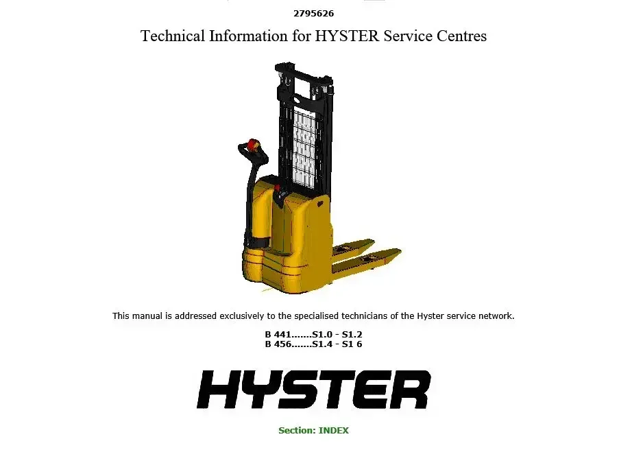 New Hyster Repair Manuals PDF 2024 FULL SET