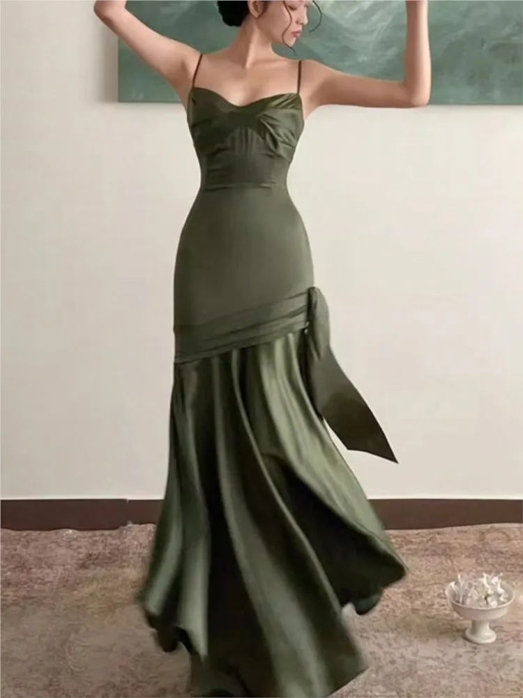 فساتين سهرة نسائية أنيقة باللون الأحمر ماكسي عتيقة على شكل حرف A أنيقة ضيقة لحفلات أعياد الميلاد وحفلات الزفاف وحفلات الزفاف للصيف