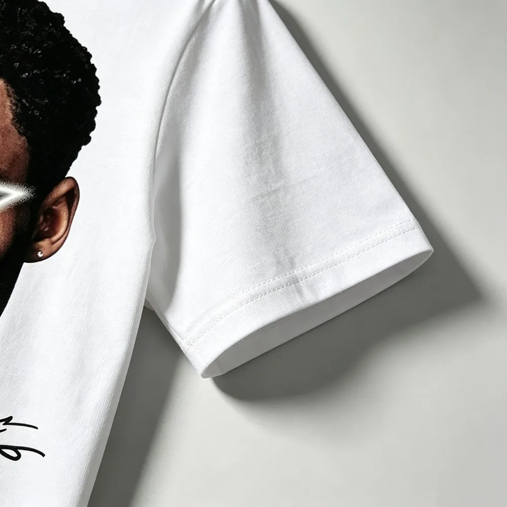 Retro Basketball Legend Portrait Graphic T‑Shirt, Unisex Crew Neck Short Sleeve Tee, Trendy Star Eye Design Sports Streetwear Tops for Men Women