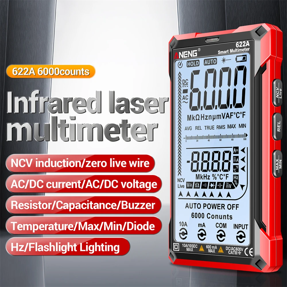 

622B infrared laser light/touch ultra large VA anti display screen intelligent anti burning digital high-precision multimeter