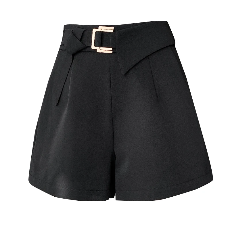 Shorts for Women 2025 Spring and Summer Asymmetrical Metal Button Shorts High Waisted Wide Leg Pants OL Versatile Casual Shorts