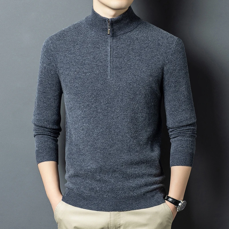 حقيقي 100% الأغنام الصوف البلوز الخريف الشتاء الكلاسيكية الدافئة سستة سترة طويلة الأكمام متماسكة الملابس البلوز الصوف القمم