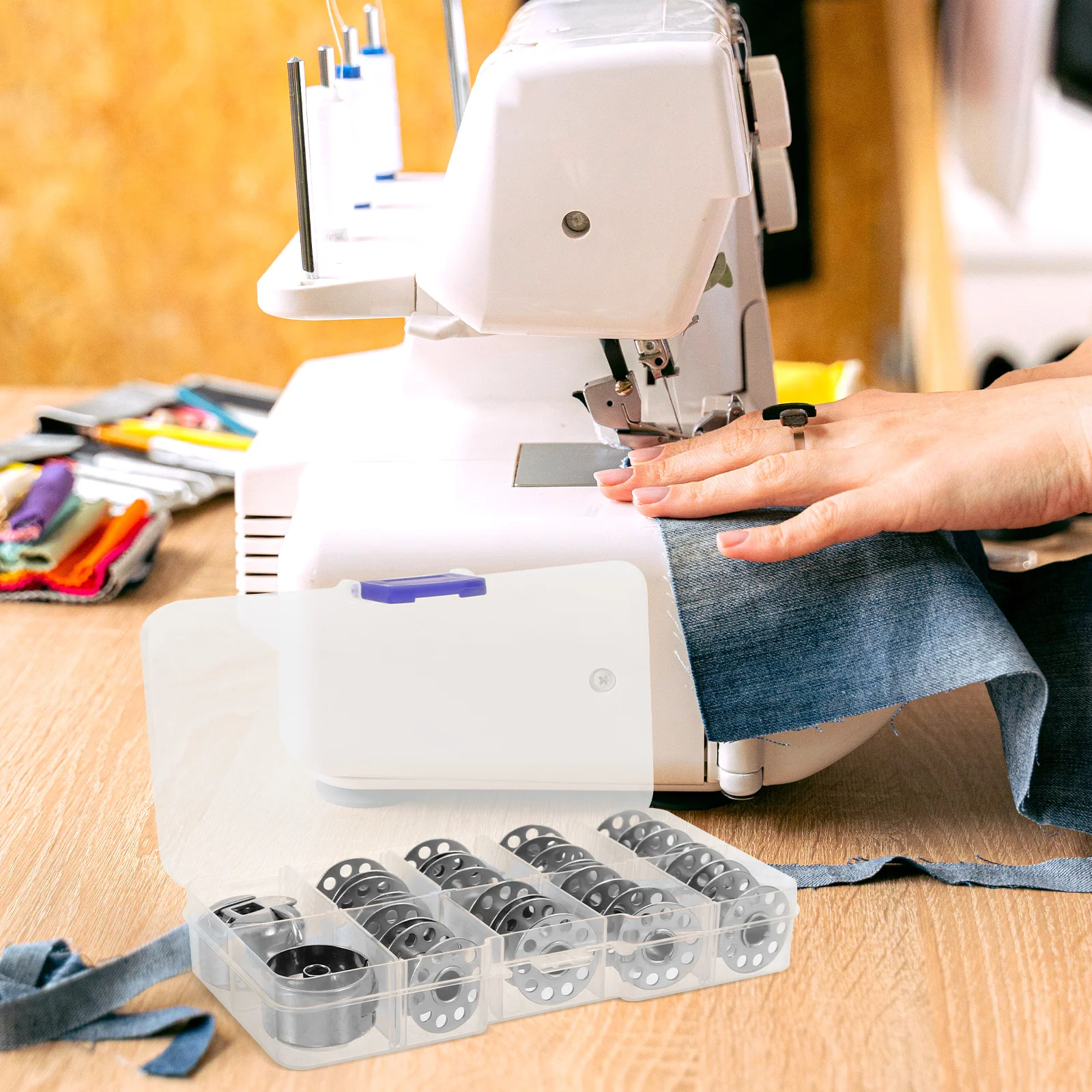

3 s Machine Bobbin Case Metal Plastic Empty Bobbin Case Spools Portable for Home Industrial Use Durable Storage