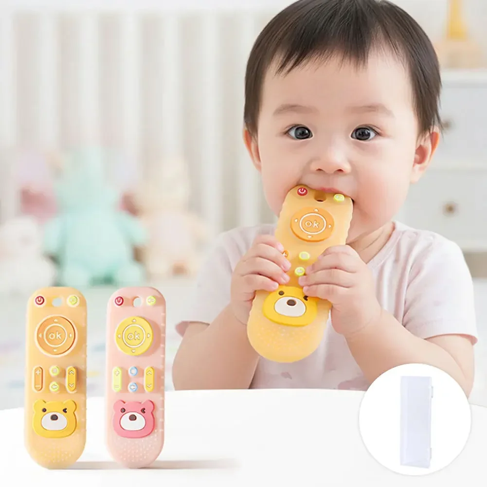 

Baby Silicone Remote Control Teether Soothing Chew Toy Cartoon Teether Stick for Infant Teething