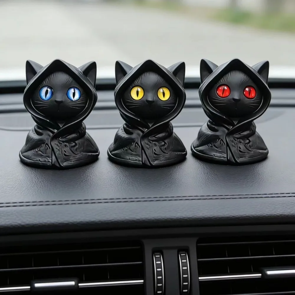 1pc Cute Mini Kitten of The Dark Night Ornament Black Cat Figurine for Vehicle Interior and Desk Display Cat Toy Small Ornament