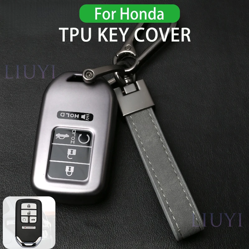 

For Honda Accord Key Case Accord Civic CRV Pilot Soft TPU Key Case Metallic Gray Smart Key Key Case Car Interior Accessories