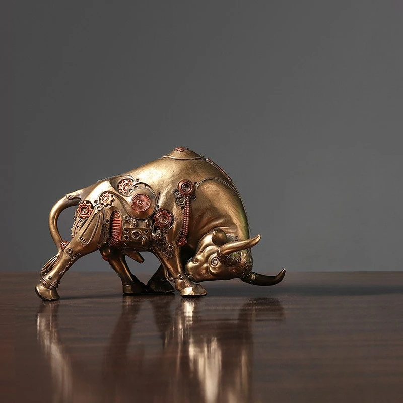 European Mechanical Bull Cyberpunk Resin Art Home Decor Ornament