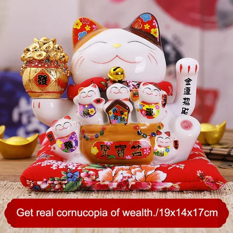 Imagem -03 - Cerâmica Beckoning Gato Ornamento Maneki Neko Decoração Feng Shui Swing Lucky Cat 7