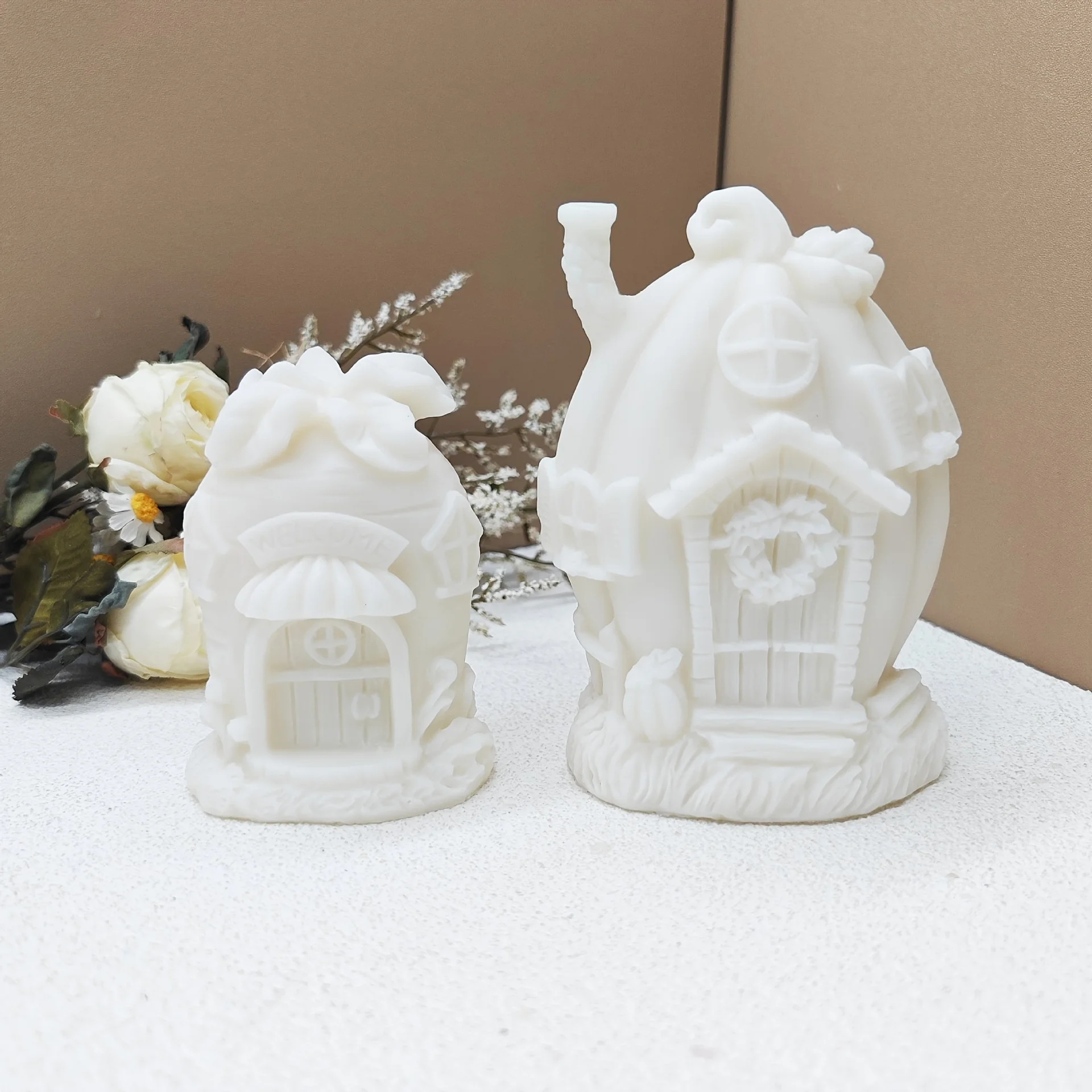 

2024 DIY Christmas House Candles Silicone Mold Castle House Concrete Cement Silicone Mould Christmas Gift House Gypsum Molds