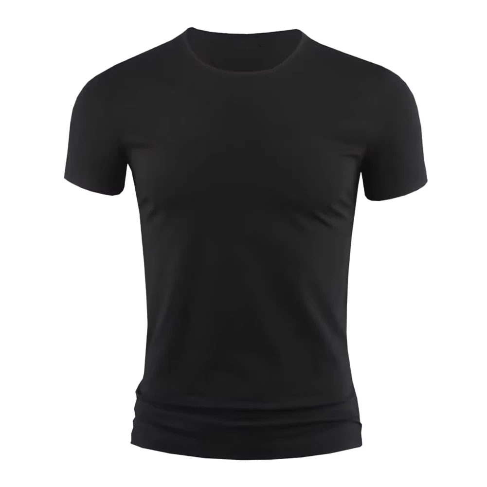 T Shirt Mens Top Fitness Gym M-2XL Muscle Outdoor Plain Short Sleeve Slim Fit Solid Color Sports Summer Tee Tops