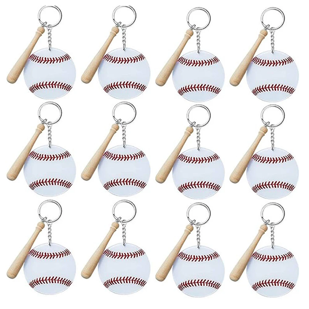 50Pcs/Lot Round Aluminum Metal Key Rings Sublimation Blank Baseball Keychains For Home Gifts