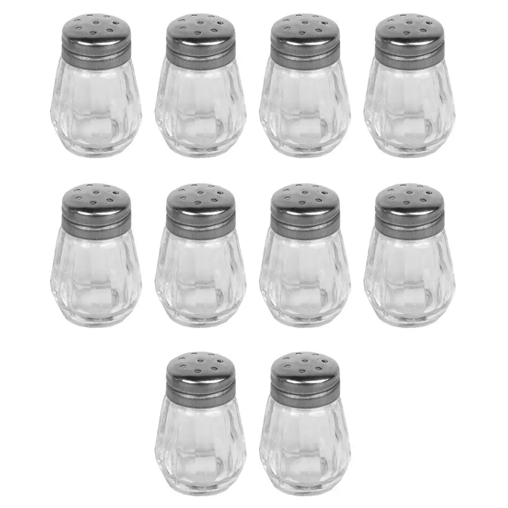

10Pcs Glass Salt Shaker Leakproof Kitchen BBQ Camping Spice Container Dispenser Bottle Portable seasoning jar small size