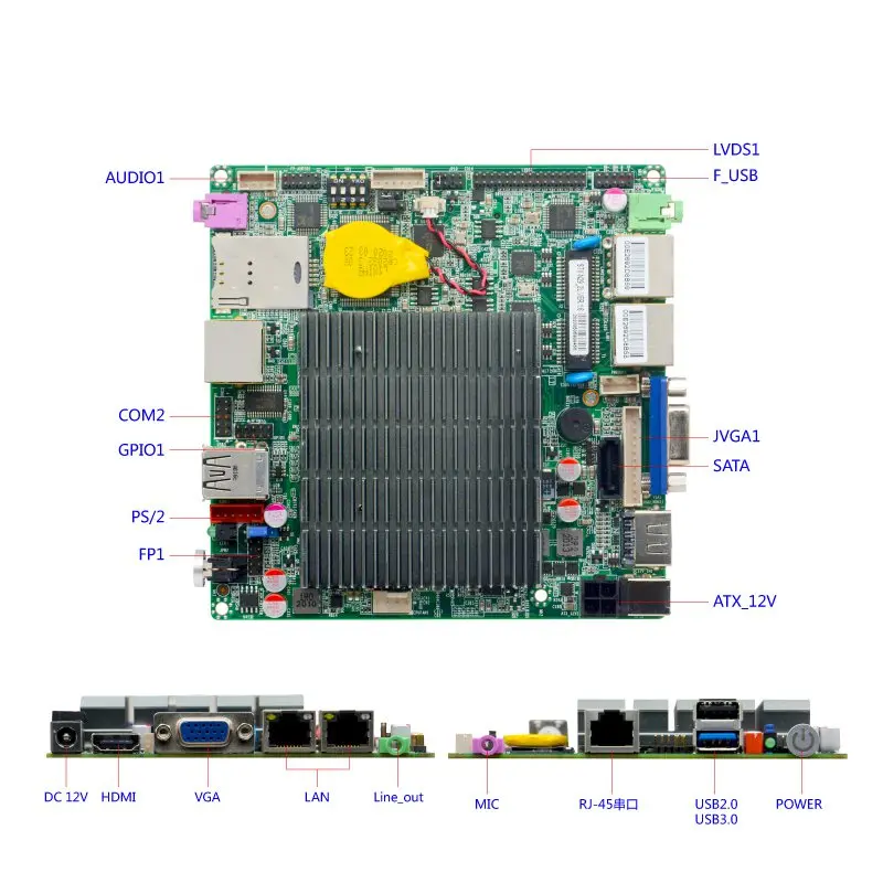 Imagem -02 - Itx Motherboards J1900 Cpu Fanless Mini pc Motherboard Lvds 12v Usb3.0 Tamanho 12cm Nano