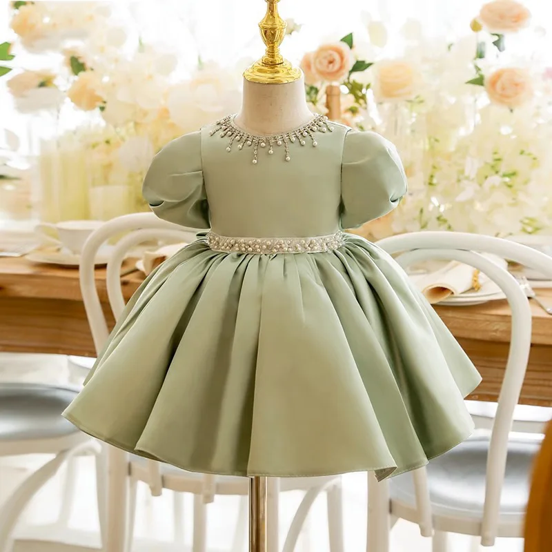 New and stylish high-end piano performance dress for little girls, perfect for a first birthday party or as a princess gown