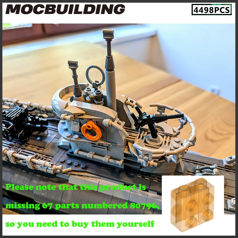 MOC Building Blocks U-boat Model Military Series 1:55 Scale DIY Bricks Birthday Present Ship Collection Assemble Toys Christmas