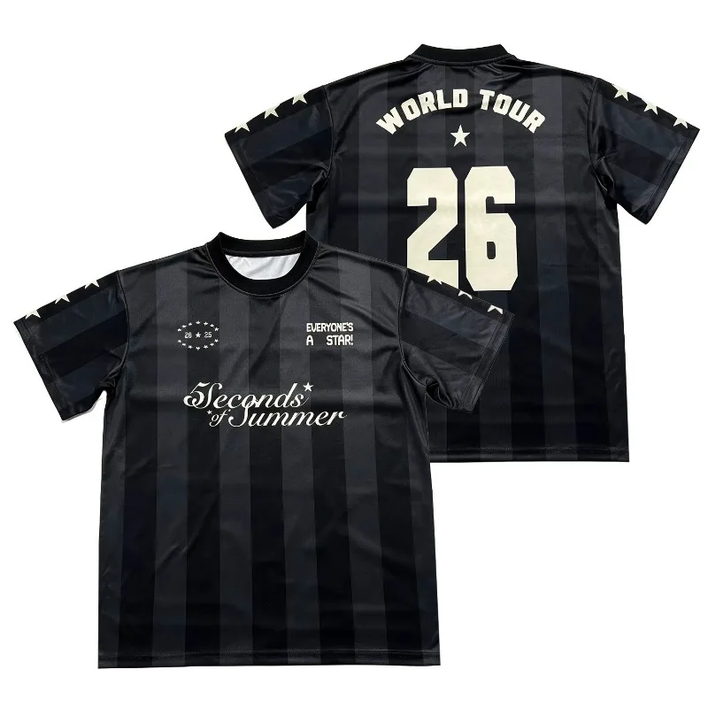 2026 Neues Unisex 5 Seconds of Summer WORLD TOUR Rundhals-Trikot Atmungsaktives Mesh Retro Konzert Street Schnelltrocknend Bequem – Detail 2