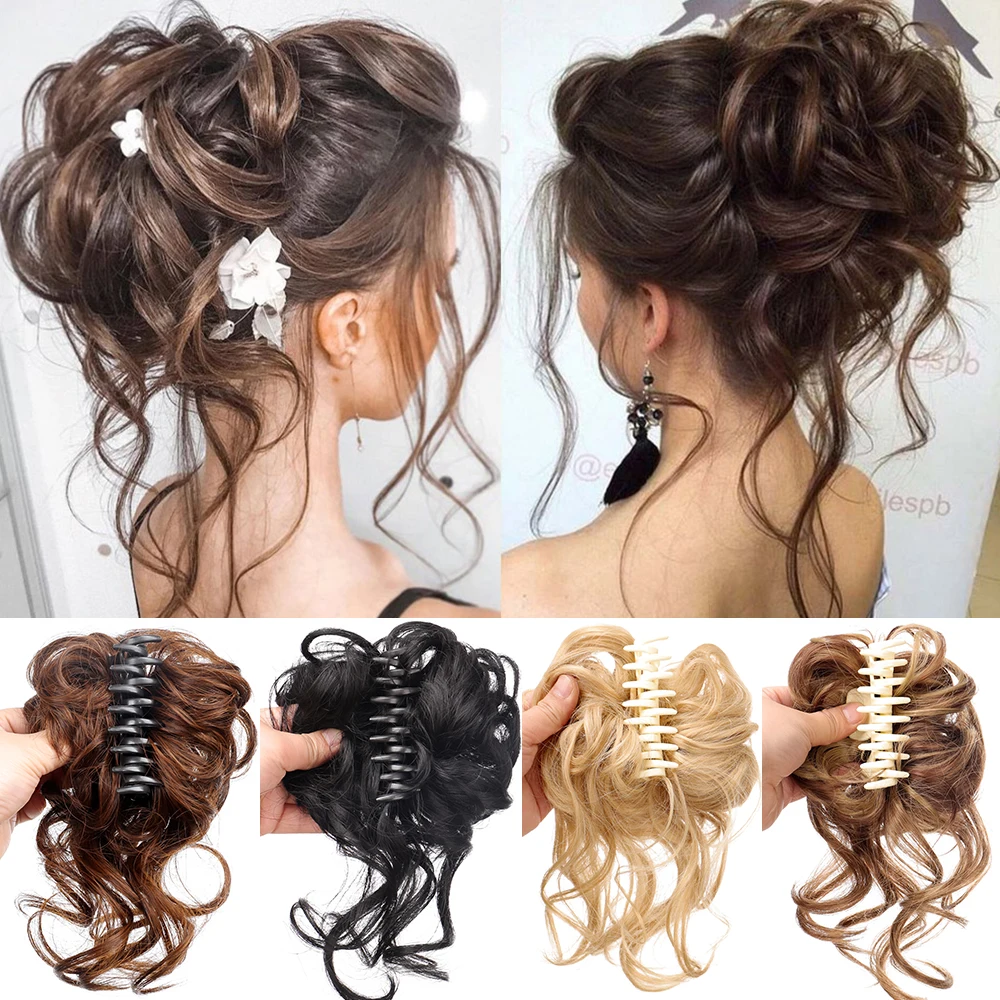 Synthetic Hair Clip Messy Curly hair wigs for women Bun Claw Extension Chignon Hairpiece for Women Fake hair