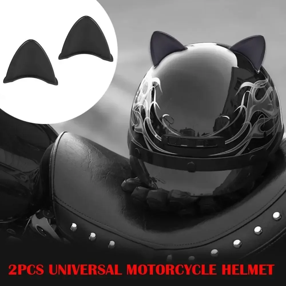 2PCS Cute Steamed Bread Shaped Cat Ears Motorcycle Helmet Decoration Sticker Universal Car Helmet Ornament