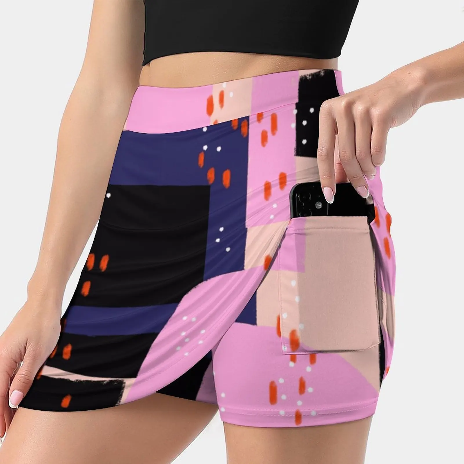 Memphis Inspired 80S Abstract Women's skirt Aesthetic skirts New Fashion Short Skirts Graphic Design Abstract Geometric Memphis