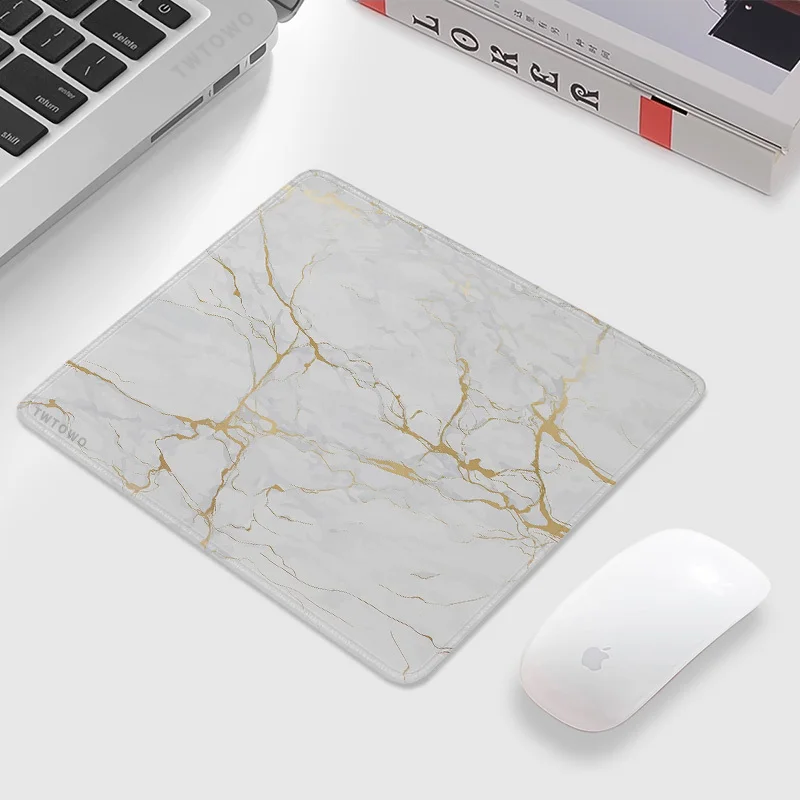 Mousepad Hot Sell Gaming New Small size Desk Mat Gamer Cartoon Natural Rubber White Gold Marble Home Office Decoration Mouse Mat