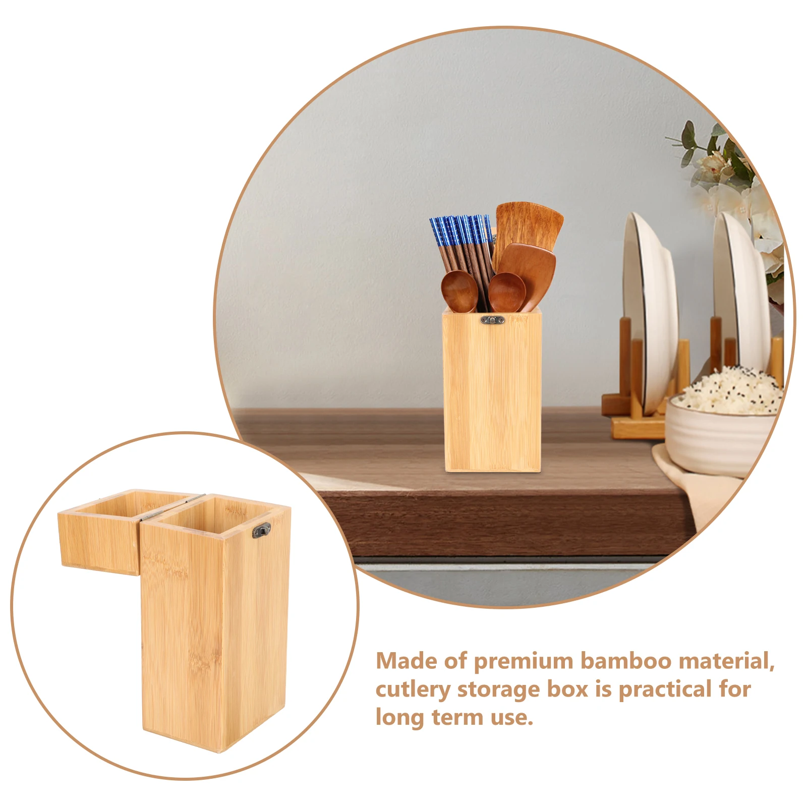 

Bamboo Cutlery Box Spoon Holder Chopstick Cage Kitchen Utensils Organizer Silverware Storage Outdoor Travel Practical Long Term