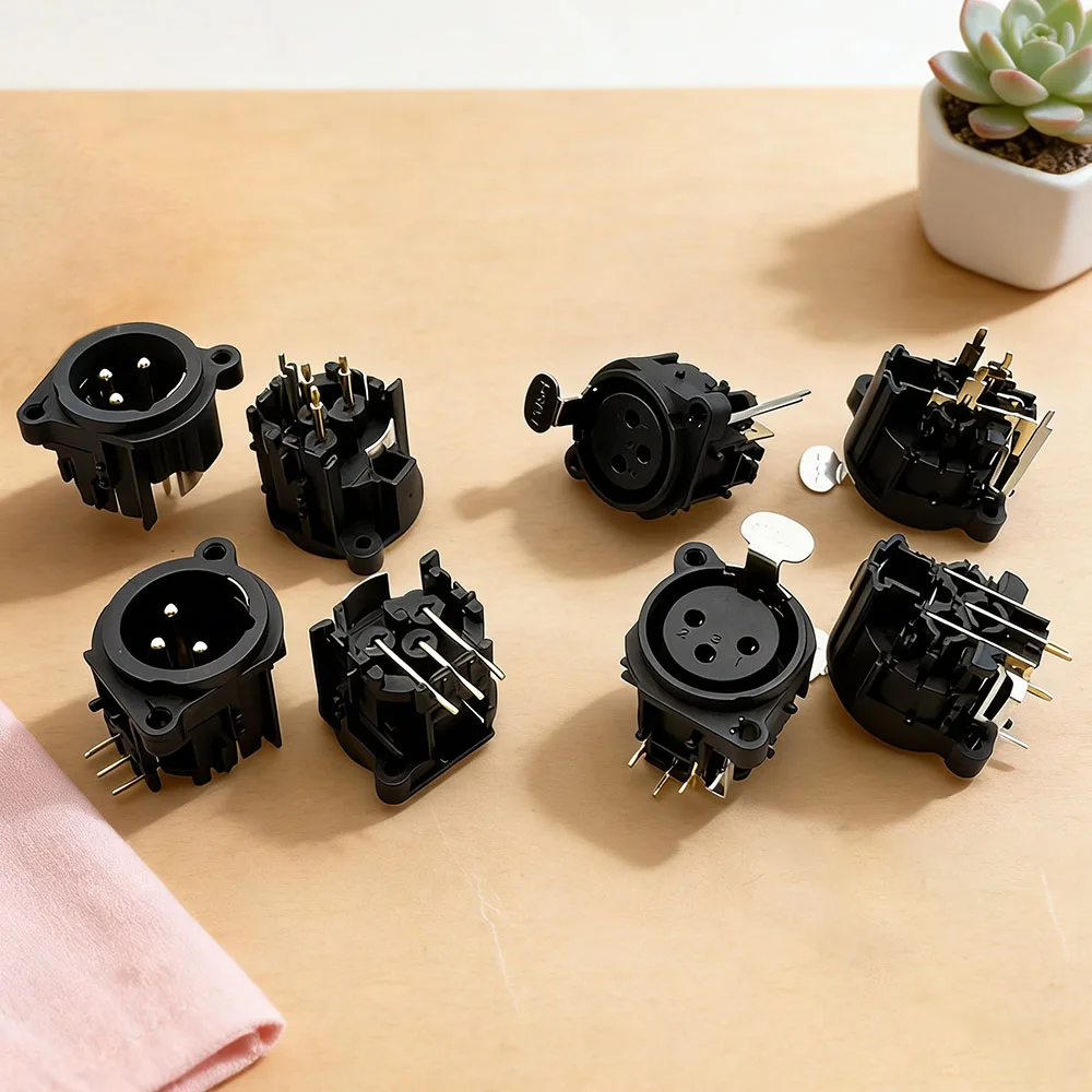 3Pin Straight/Bent XLR Connector - Japanese-Style Microphone Plug (Male/Female),Musical Instrument Audio Connector Accessories