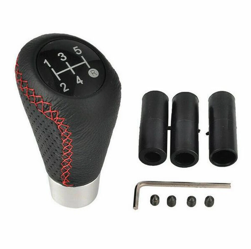 

5 Speed Car Leather Aluminum Manual Gear Shift Knob Shifter Lever Fit For Honda Toyota Nissan Mitsubishi Ford Chevrolet Subaru