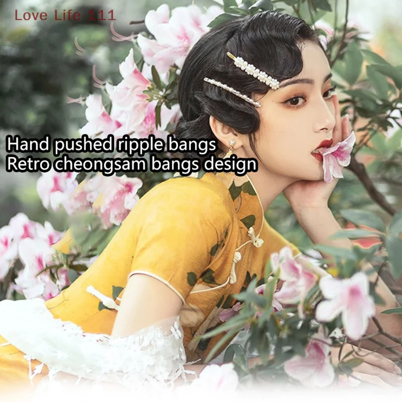 

Новый синтетический винтажный ручной пушистый искусственный челка в стиле Китайской Республики, парик с волнистой головой, антикварный для женщин