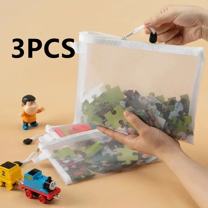 1-3PCS toy Storage Bag Mesh ZipperToy Building Block Puzzle Sub-package Children Particle Zipper Transparent Finishing Storage