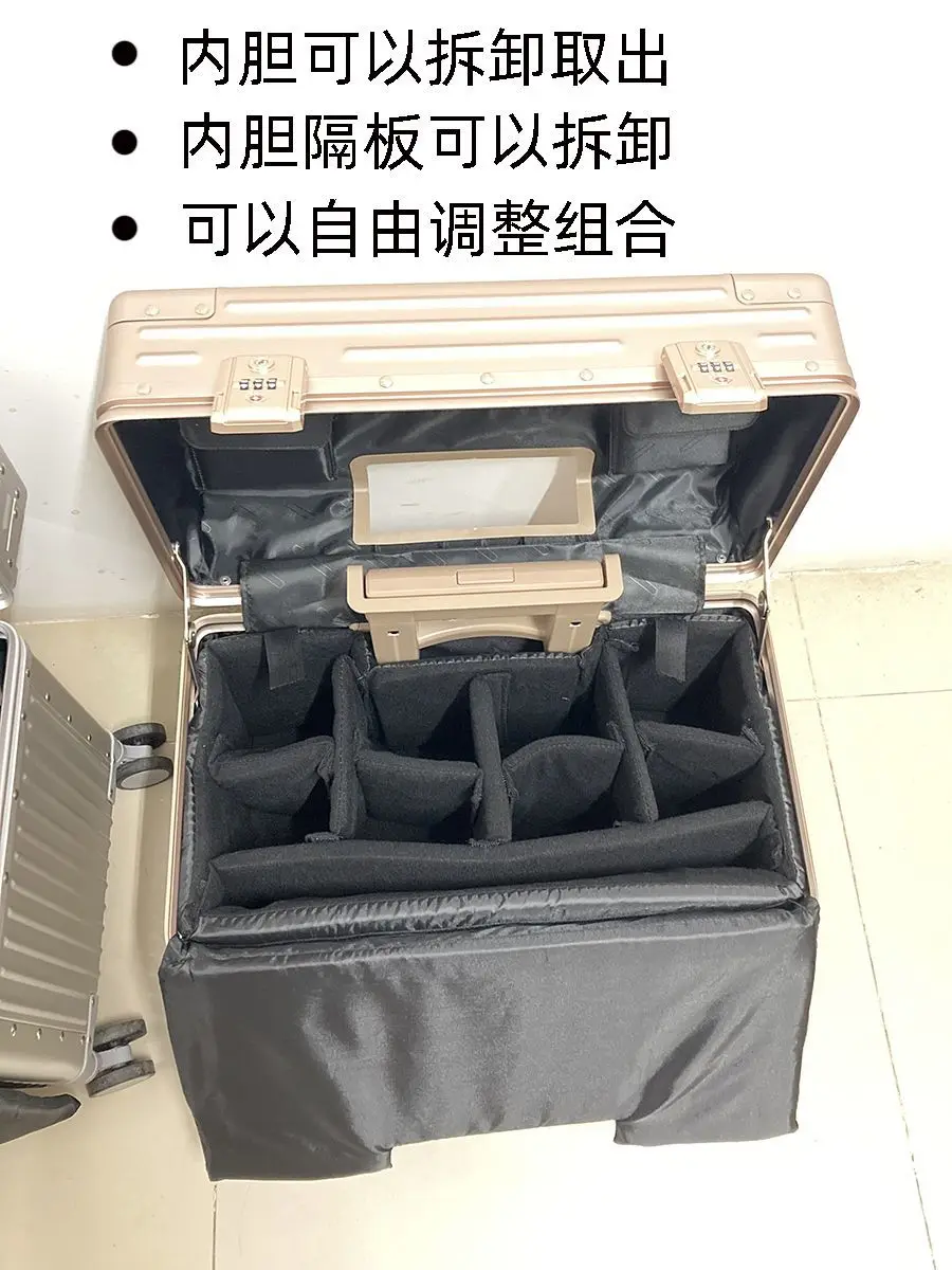 荷物アルミマグネシウム合金写真撮影トロリーケース男性と女性 200,000 ホイール小型シャーシスーツケース長さ 18