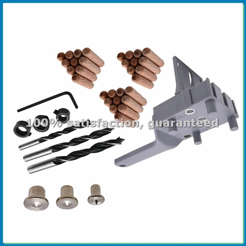 41pcs 6/8/10mm Drill Bit Woodworking Dowel Jig Drilling Doweling Hole Saw Drill Guide Hole Locator Gray-A20R
