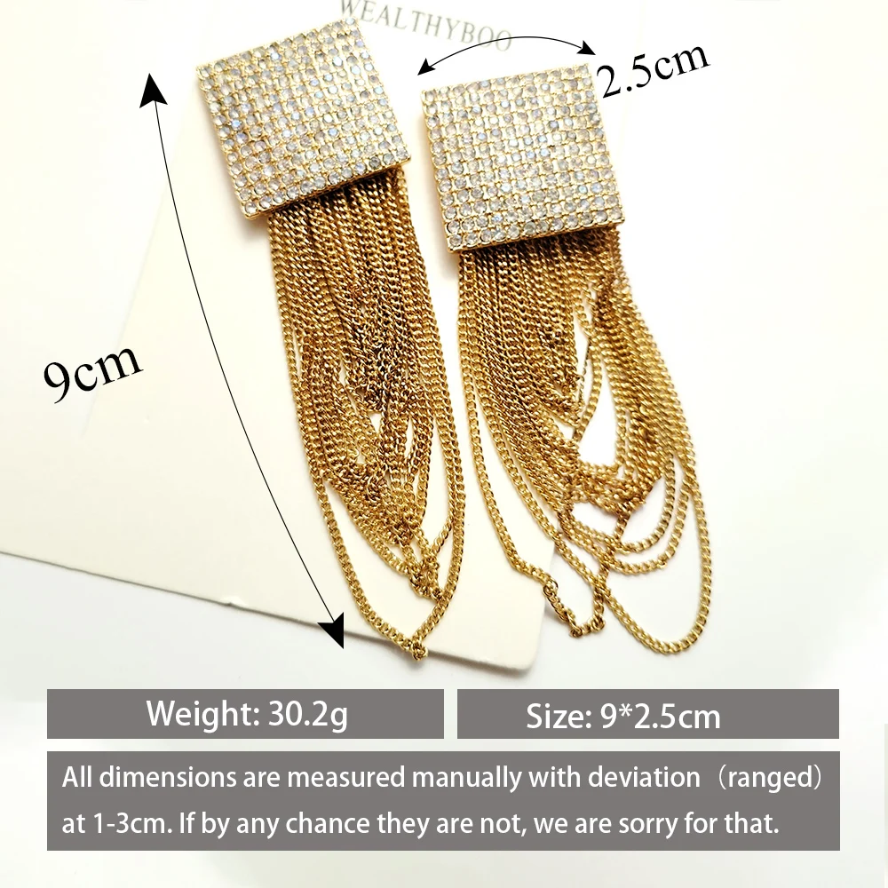 

New Luxury Rhinestone Crystal Long Tassel Earrings for Women Bridal Drop Dangling Earrings Party Wedding Jewelry Gifts
