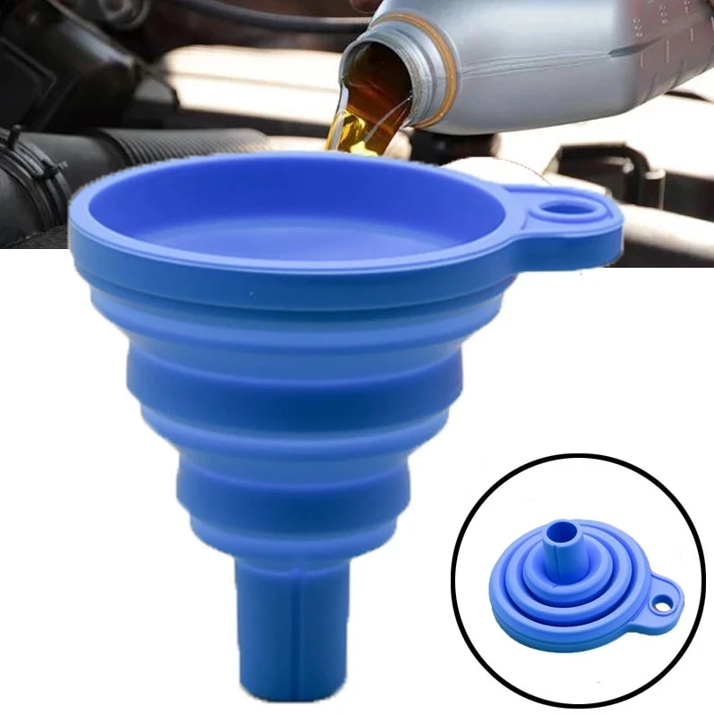 Funil líquido de silicone universal para óleo do motor e gasolina, Fluido da arruela do carro, portátil, dobrável, automático