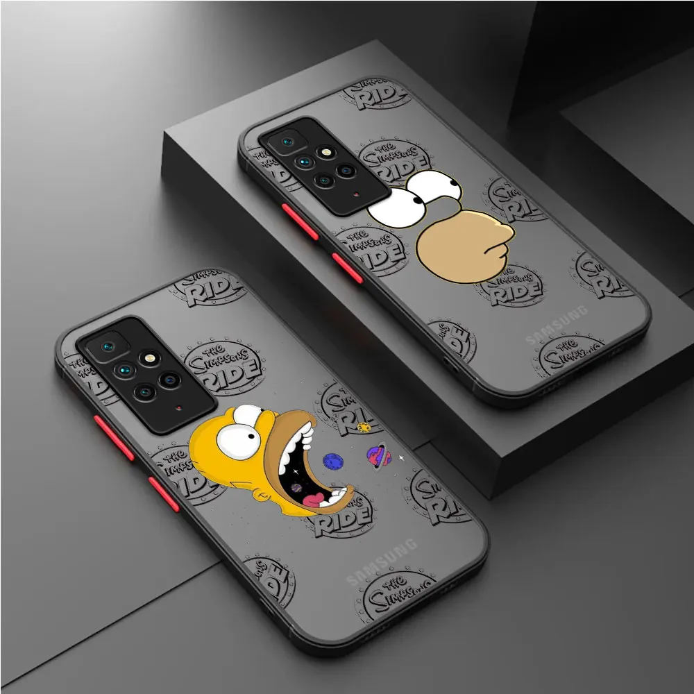 Disney Funny Cartoon Simpson Family Matte Case For Xiaomi Redmi Note 11 Pro 12 10 9S 12C 8 10A 10C 7 Silicone Soft Phone Cover