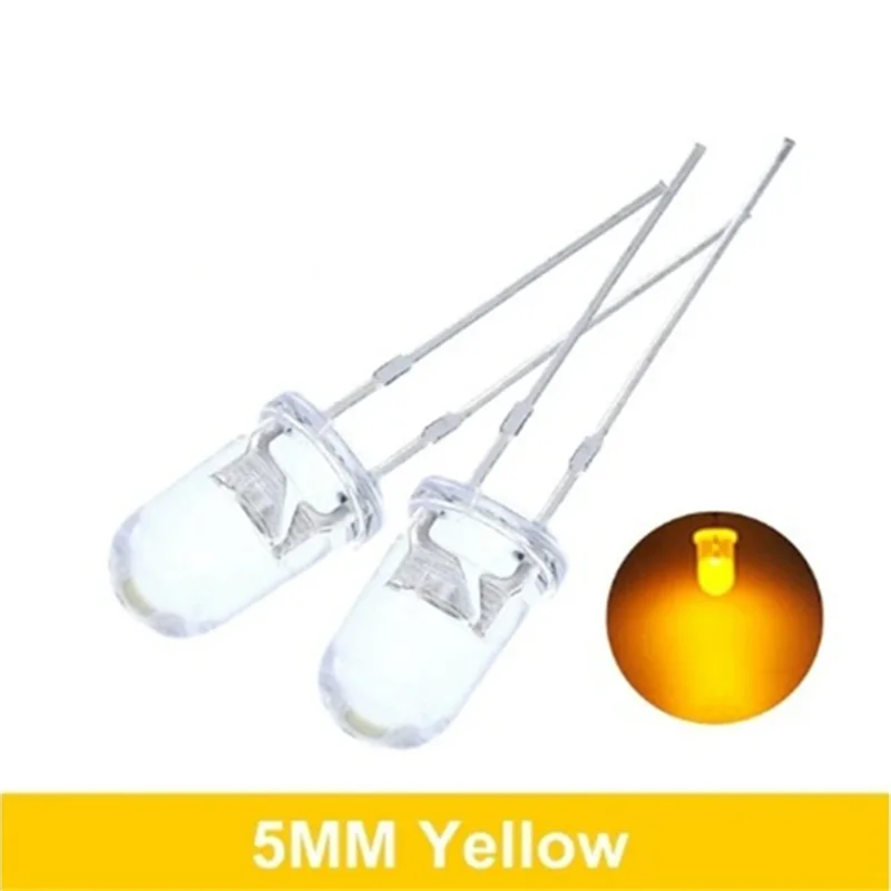 100 шт., высококачественные прозрачные круглые 5 мм, супер яркие, прозрачные, зеленые, красные, белые, желтые, синие светодиодные лампы, излучающие диод