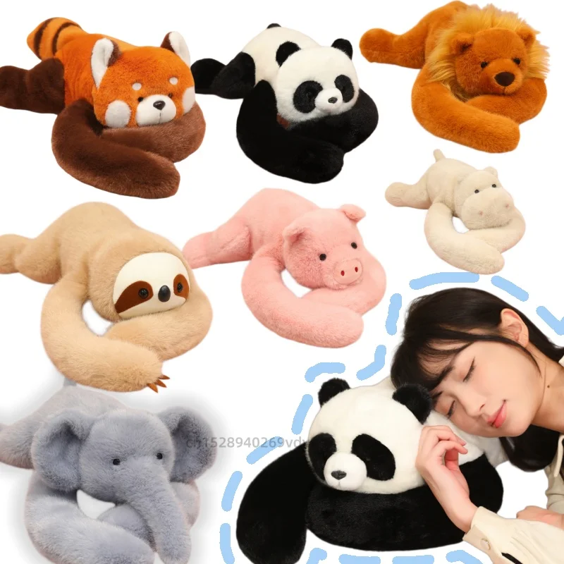 Hot Lying-on-back Plush Toy lLon Elephant Raccoon Hippos Pig Panda Sloth Animals Soft Baby Comforting Figurine Dolls Gifts Decor