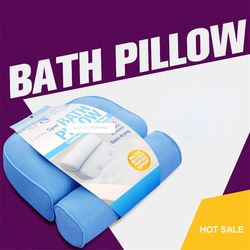 

Household Bathroom Supplies Bathroom Bath Pillows High Quality 3D Bathtub Pillow With Sucker Anti-skid Bathing Cushions Headrest