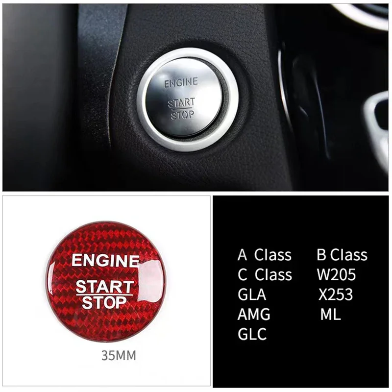 One-Click Start Decoration Stickers Start Up Engine Button Decal For Mercedes Benz A B C S Class AMG W205 W212 W213 W176 GLC ML