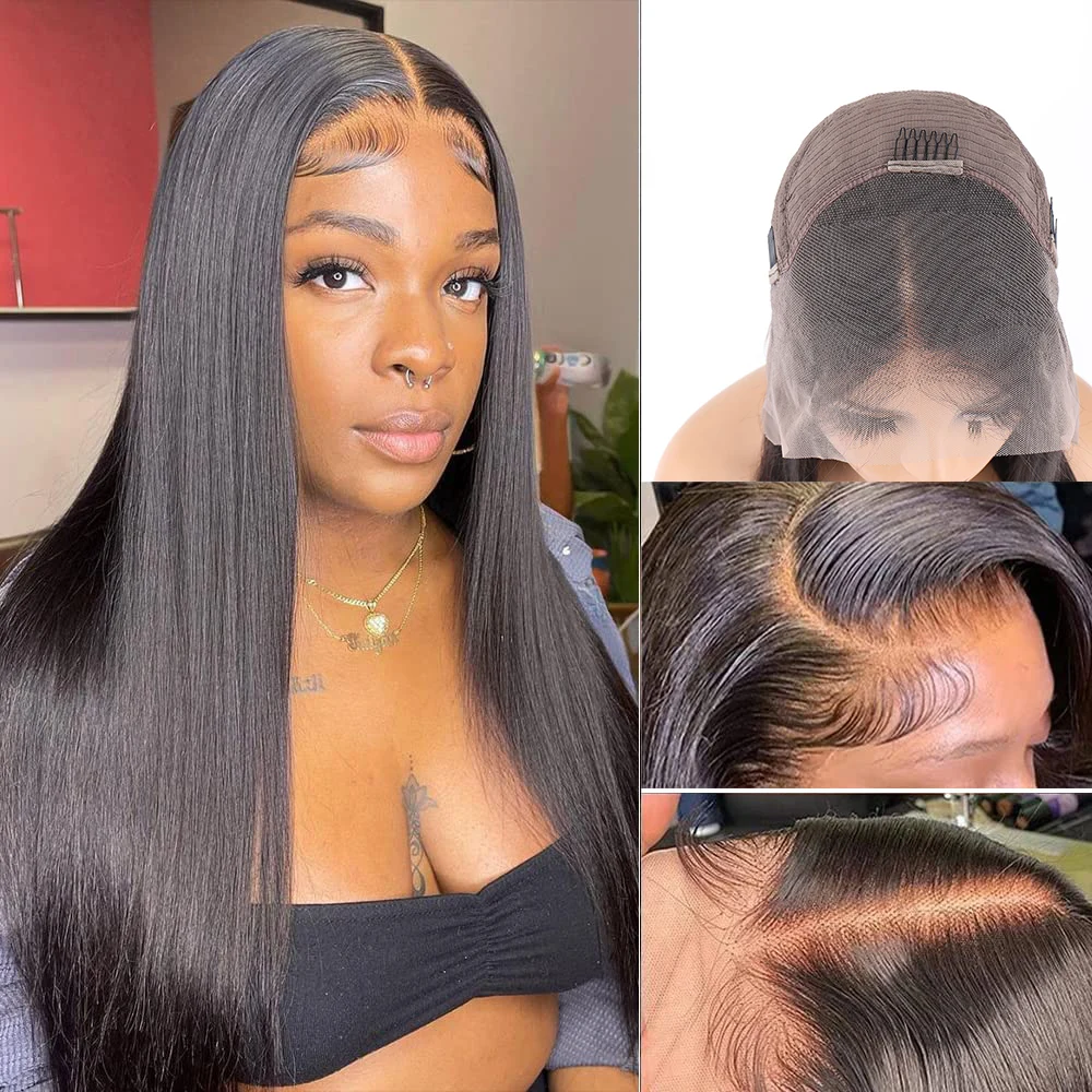 

13X4 Transparent Lace Front Human Hair Wigs for Women Preplucked Brazilian Straight Lace Frontal Wig with Baby Hair Central Part